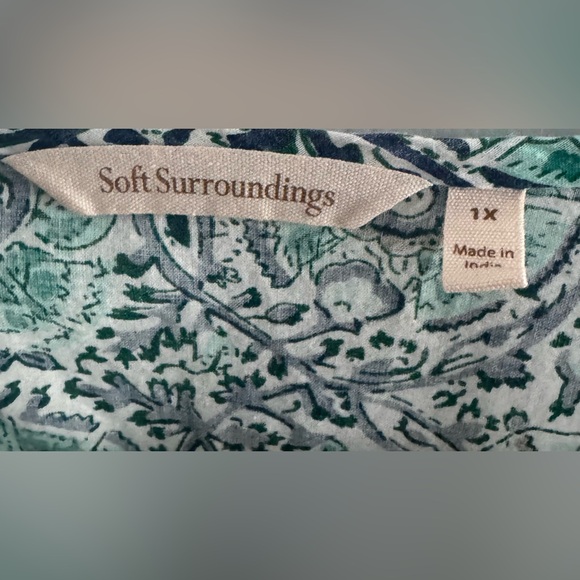 Soft Surroundings Teal and White Patterned Midi Dress - Picture 3 of 5